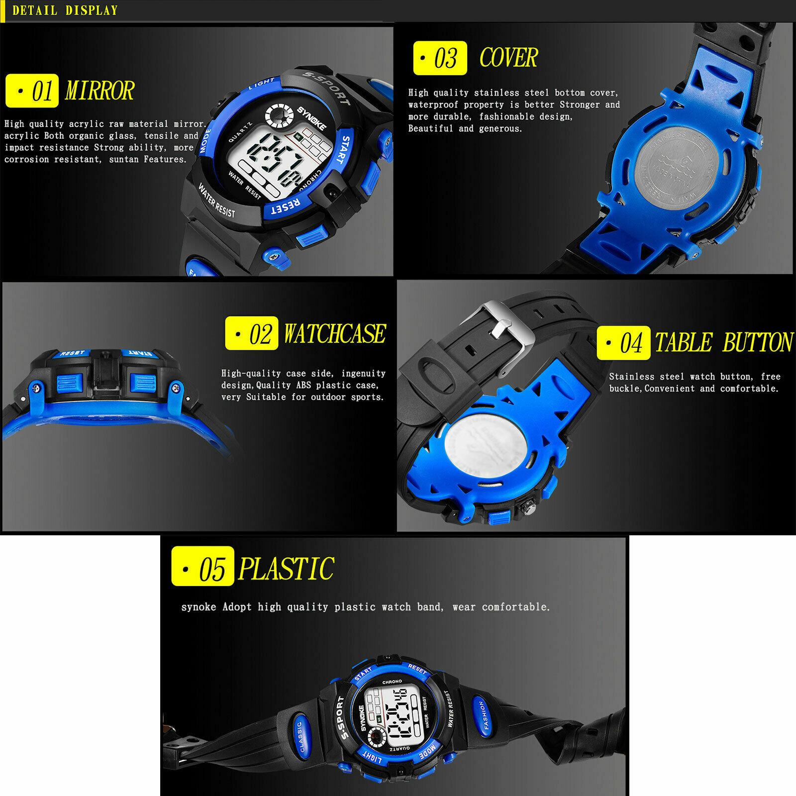Kids Digital Electronic Watch Waterproof Children Boys Girls Sports LED Watches