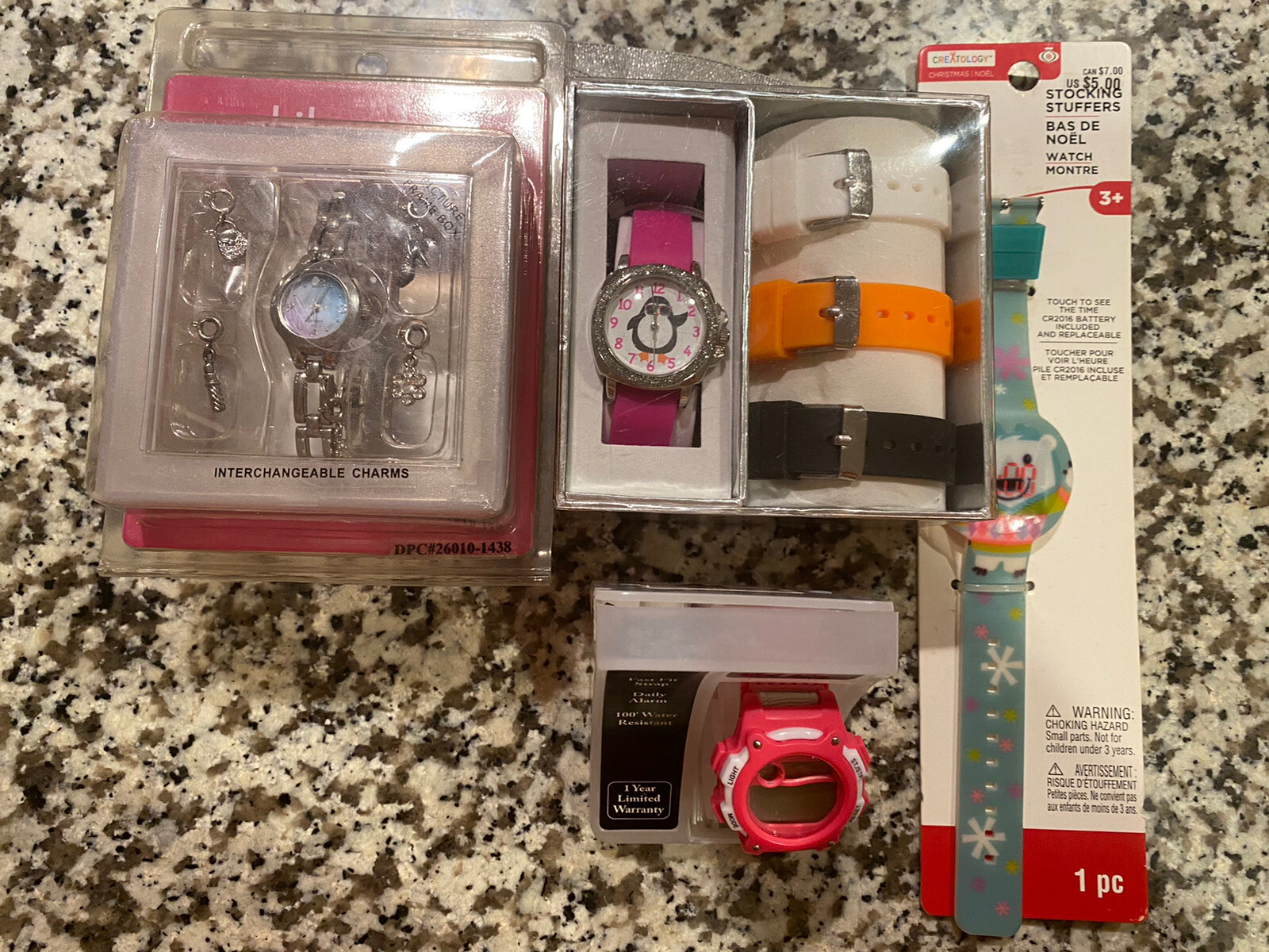 4 WRIST WATCH FMD CHARM XHILARATION PENGUIN PINK GIRLS POLAR BEAR NIP VTG