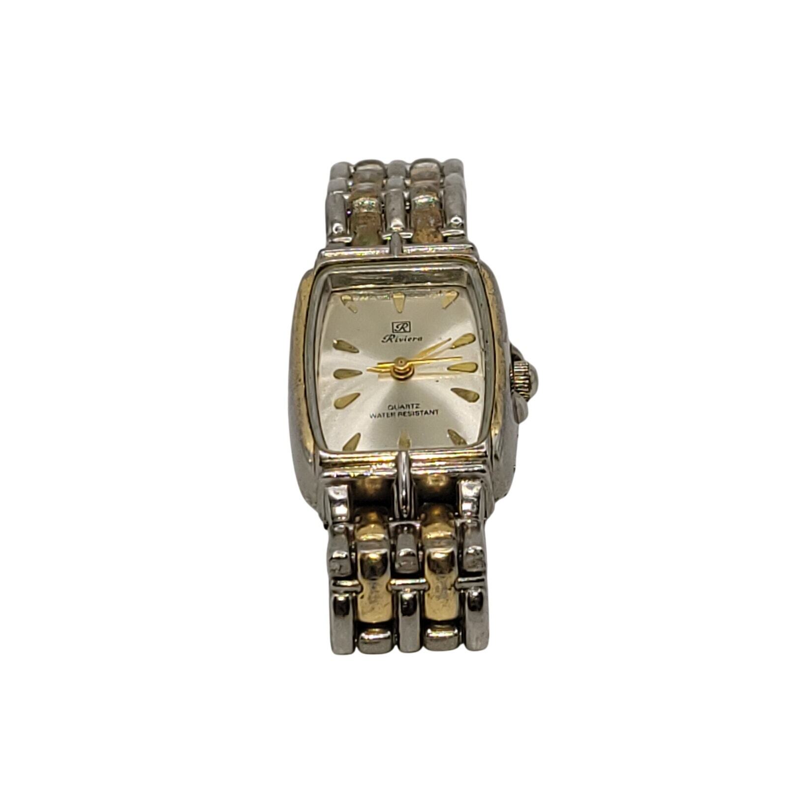 Riviera Quartz Silver Gold Toned clasp band Vintage New battery