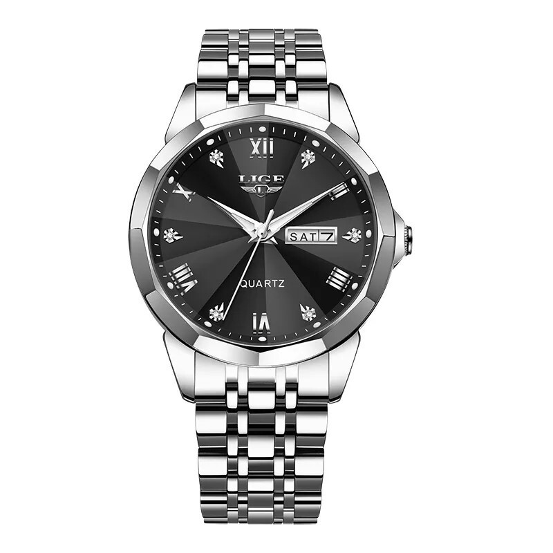 New LIGE Luxury Men’s Quartz Watch – Stainless Steel, Waterproof, Durable