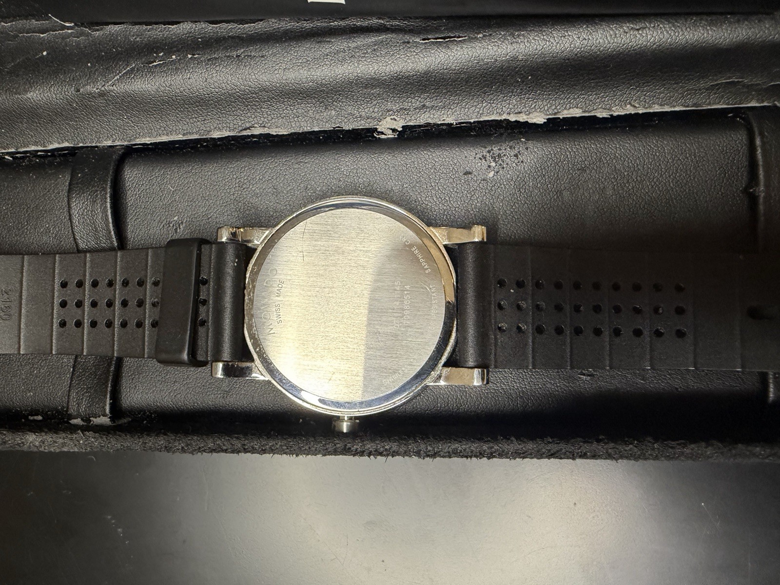 Movado Signature Sport 42mm Quartz Watch with A Black Silicone Band Box & Card