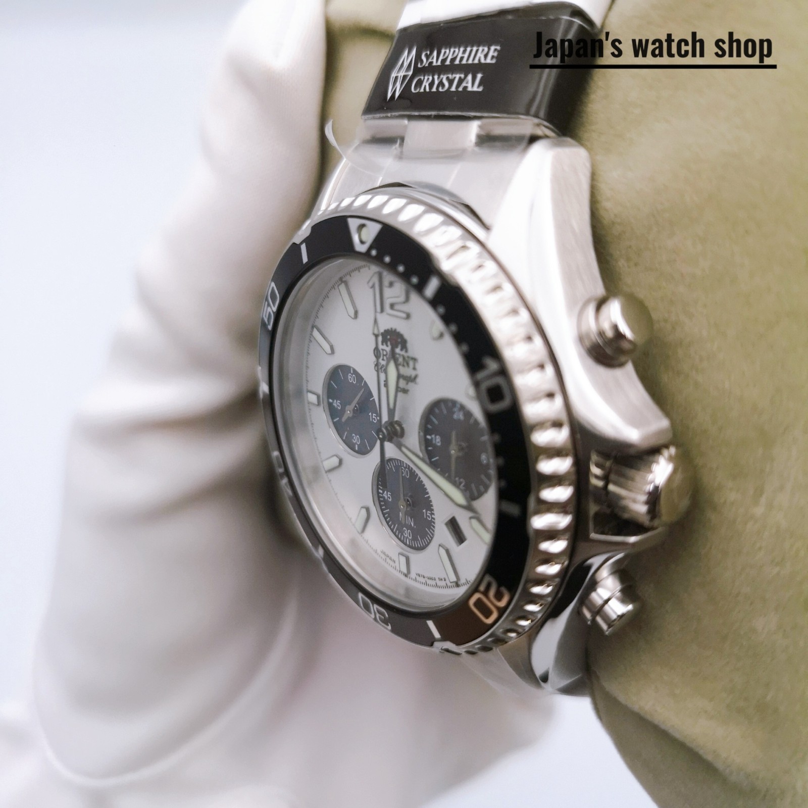 ORIENT Mako RN-TX0203S White Panda Solar Chronograph Men’s Watch New in Box