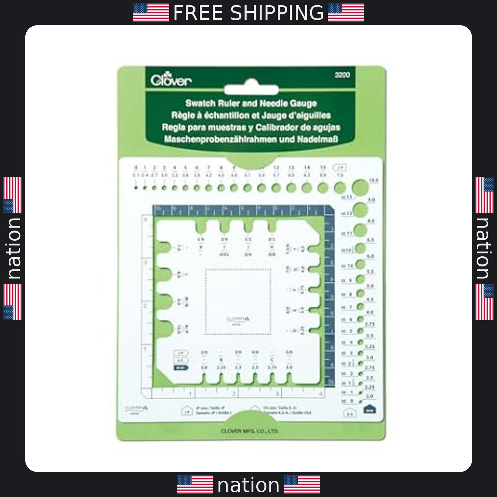 Clover Swatch Ruler & Needle Gauge – White Craft Tool for Knitting & Sewing