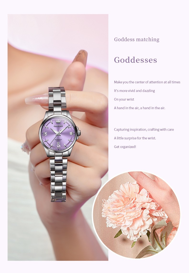 OLEVS Japan Movement Fashion Diamond Dial Leisure Lady Quartz Wristwatch 3668