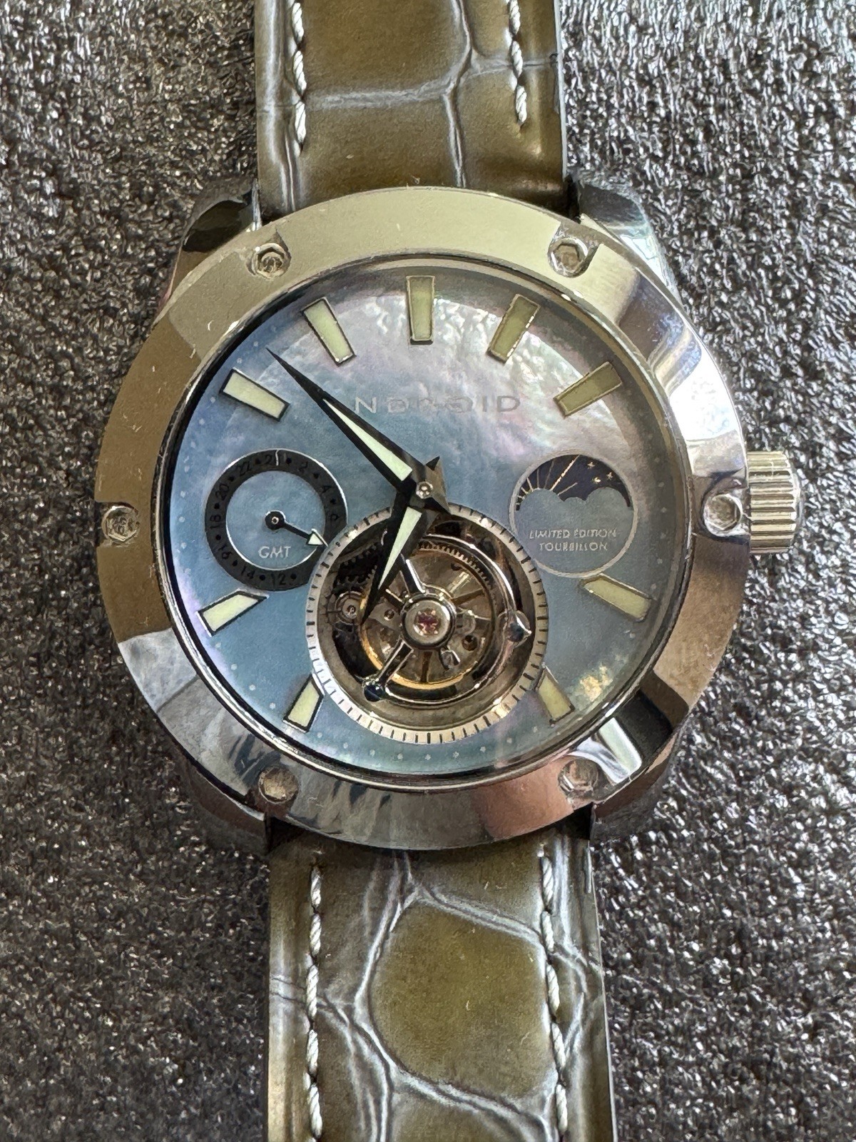 Giant Android Limited Edition Tourbillon w Blue MOP dial Sun/Moon, 24 Hr dial