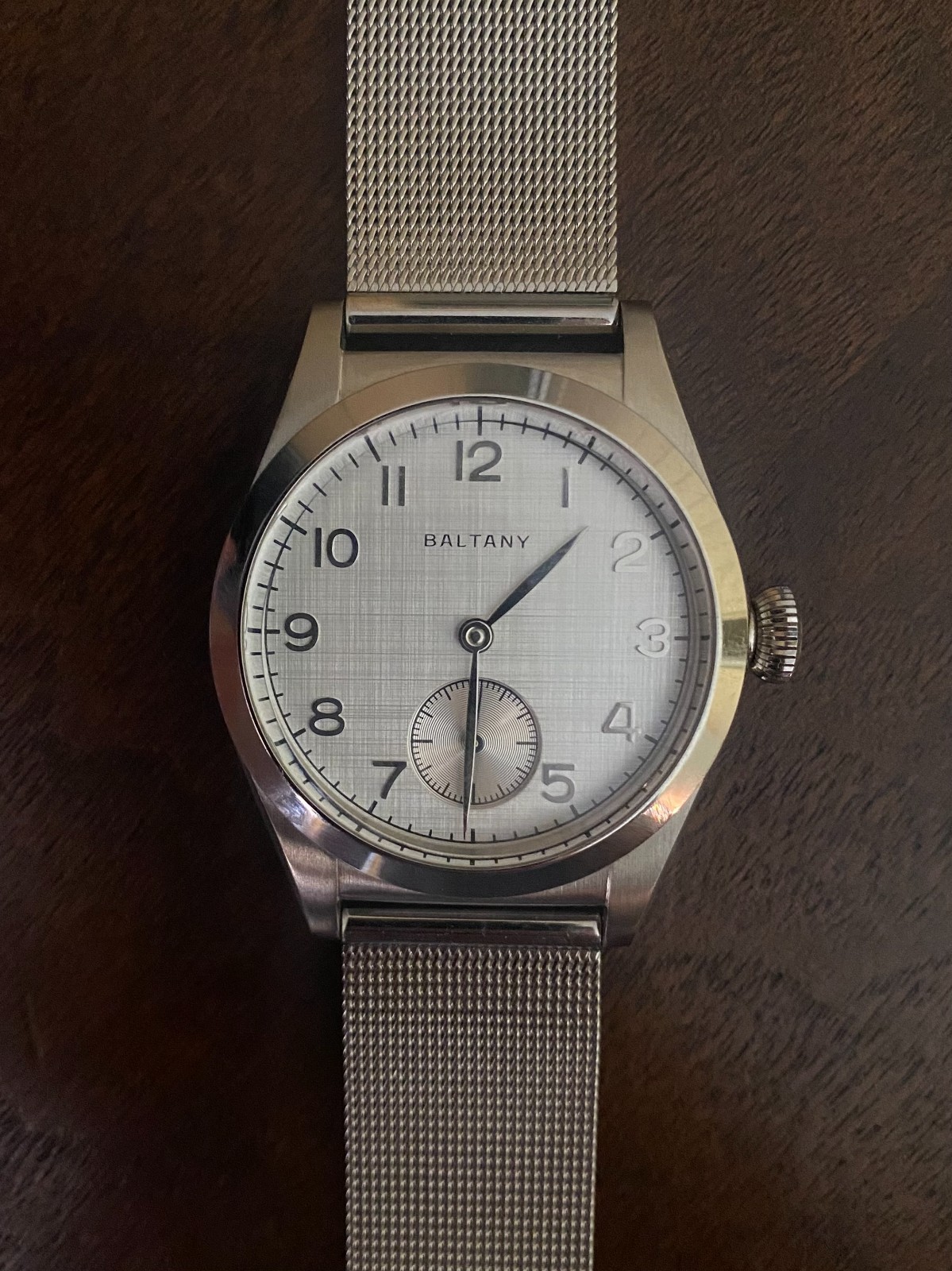 Linen Silver Dial NH38 Automatic Dress Watch S4038 with steel band