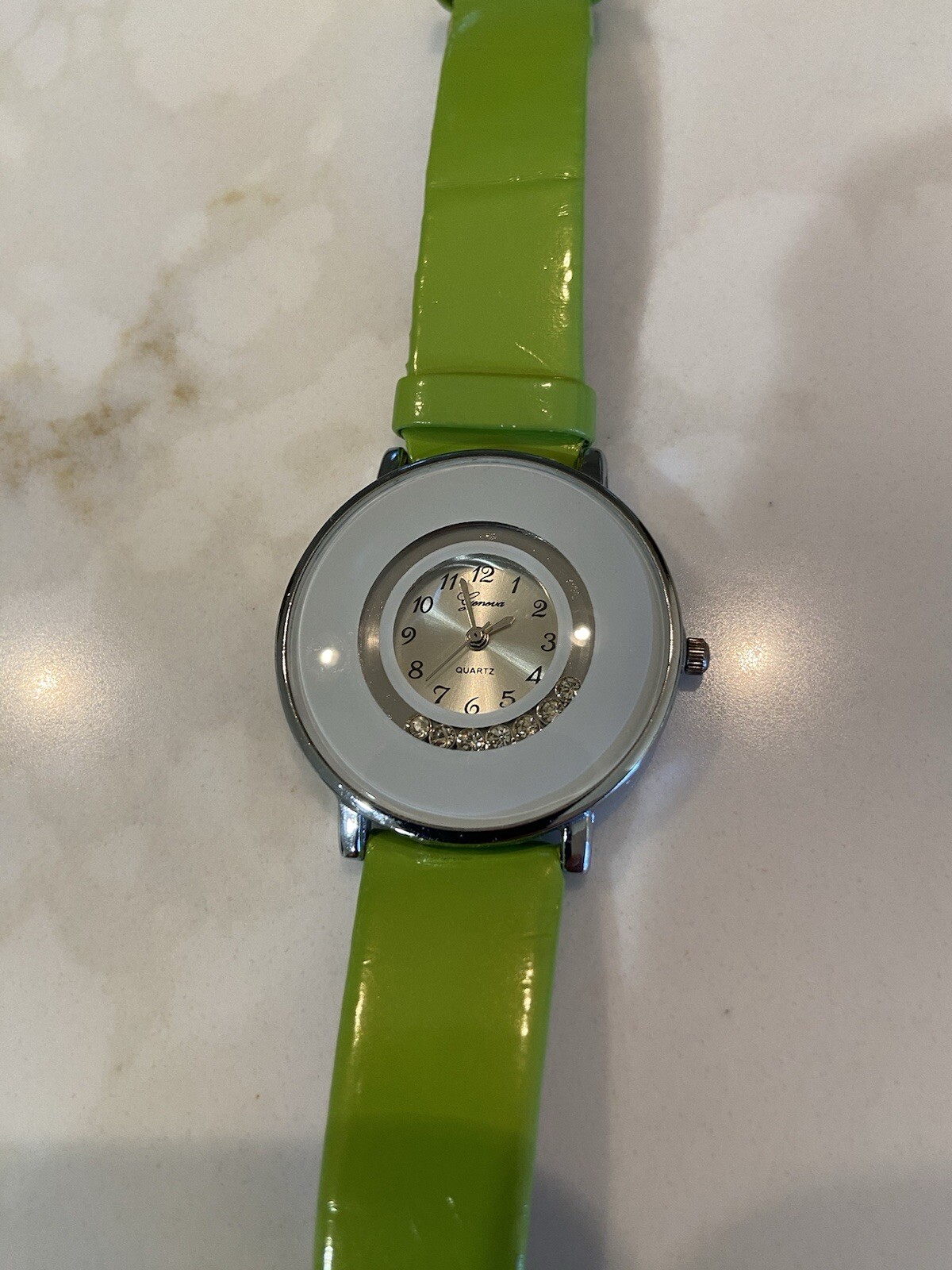 Green Geneva Bangle Watch New Battery Works Great Take A Look
