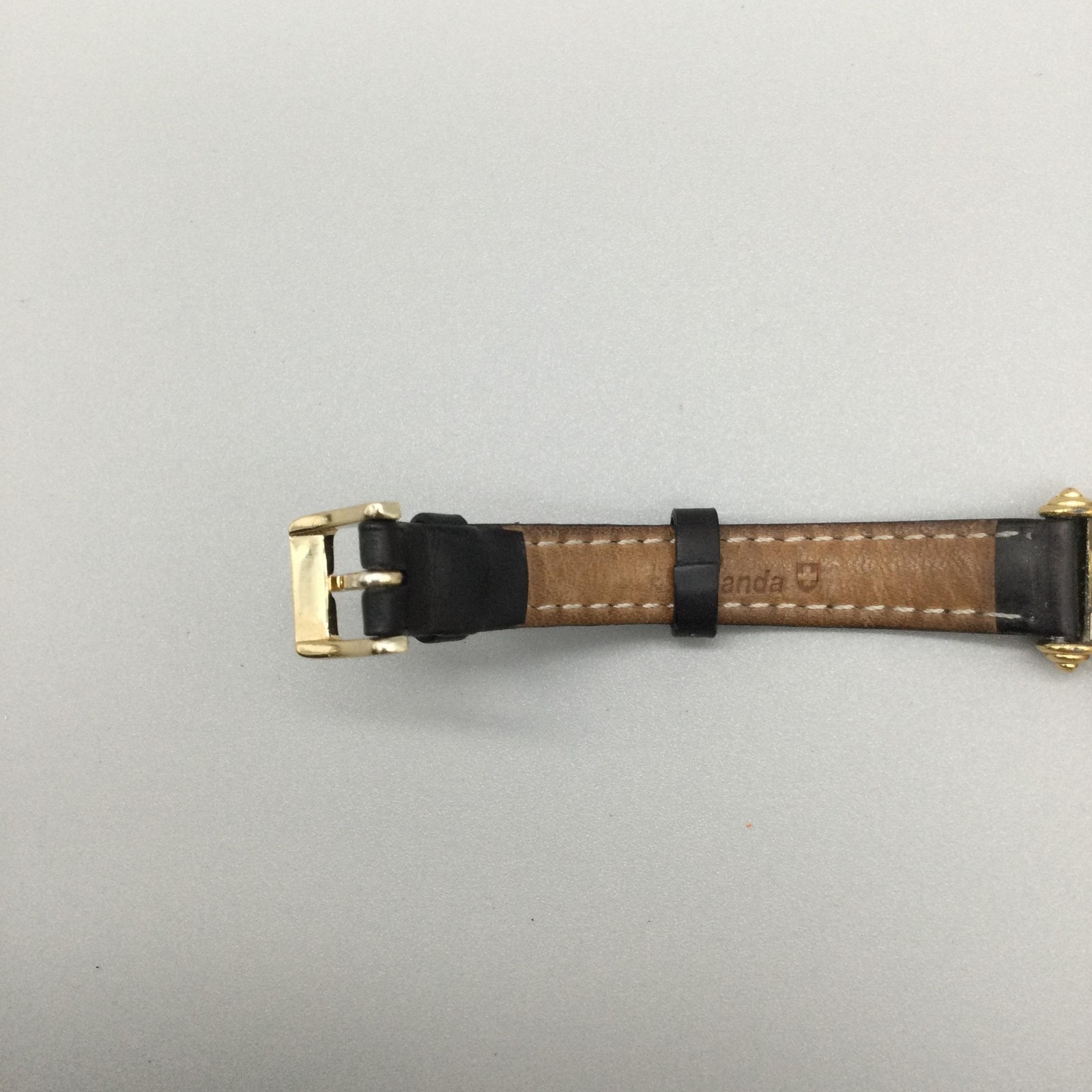 Anne Klein Womens Watch 26mm White Dial Gold Tone Black Leather New Battery
