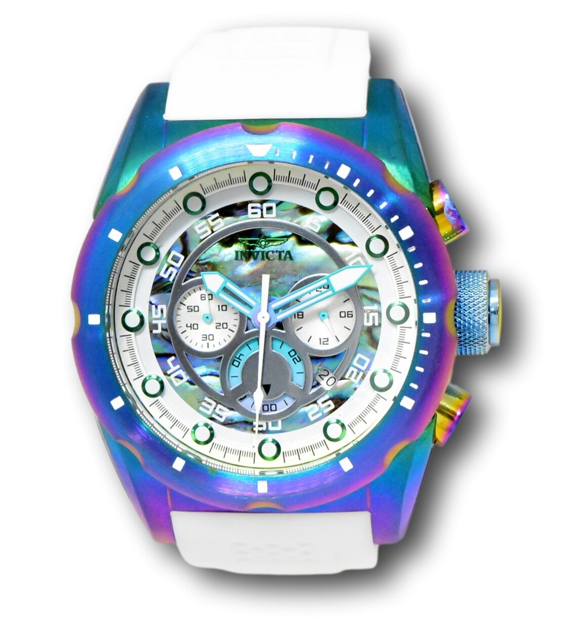 Invicta Speedway Rainbow Iridescent Men’s 50mm Abalone Dial Chrono Watch 41561