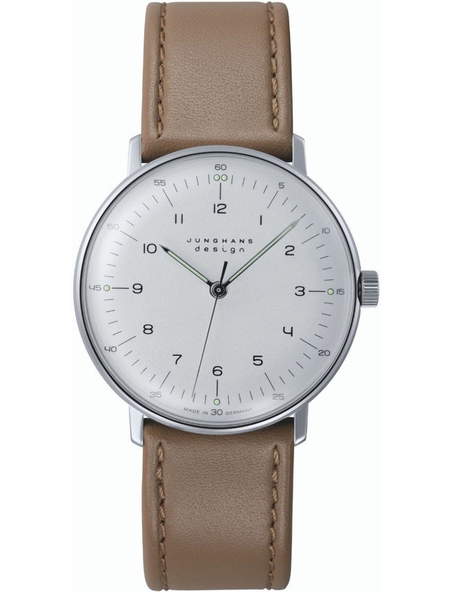 Junghans Max Bill Handaufzug 34mm White Dial Leather Band Watch 27/3701.02