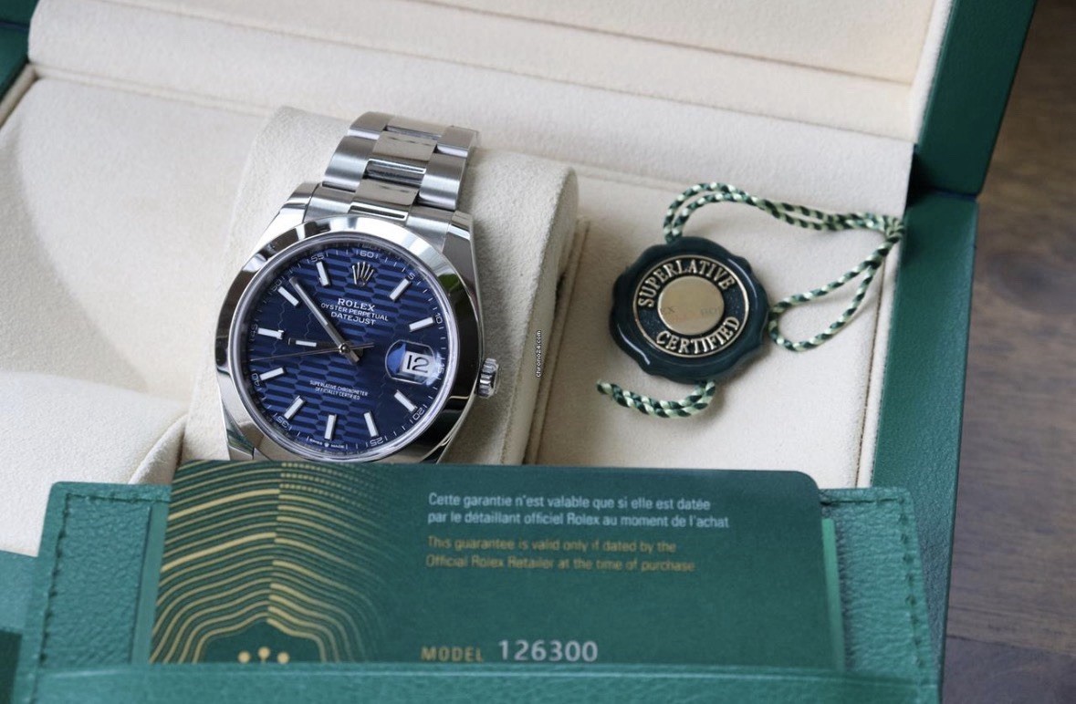 Rolex Datejust 41 Blue Motif Dial Box/Papers