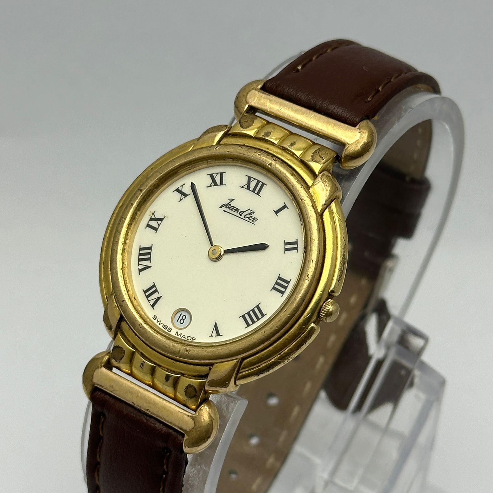 JEAN D’EVE Quartz White Roman Dial Vintage Unisex Watch SBZ186ABR8(SS)
