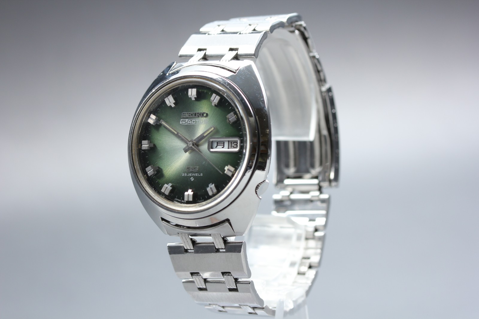 Seiko 5 Actus SS 6106-7600 Kanji Green Automatic Men’s Watch JAPAN Near MINT
