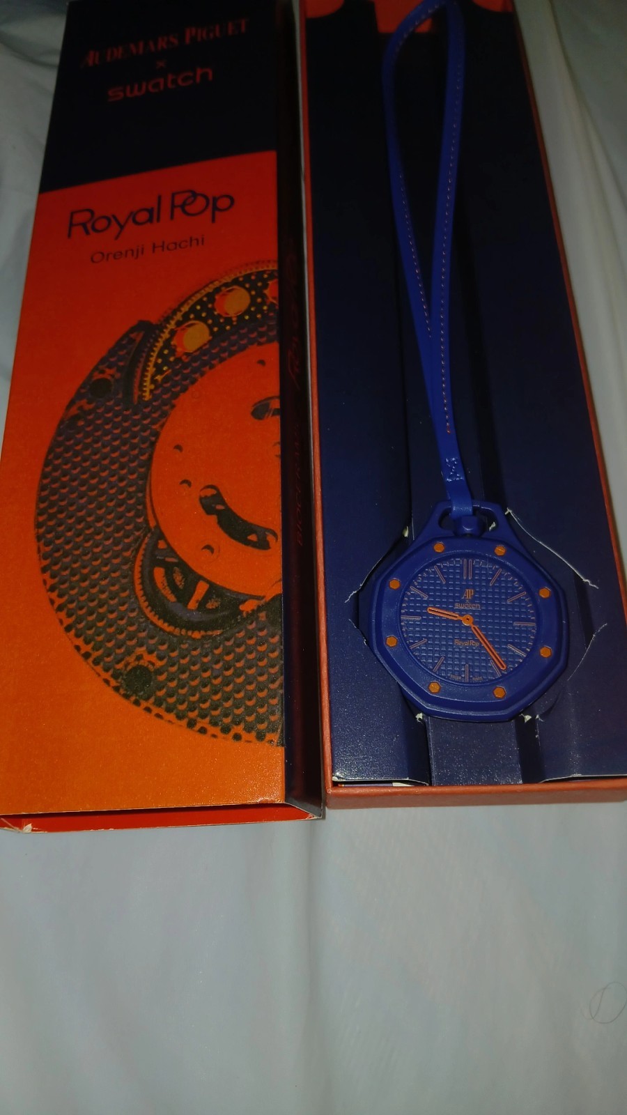 Swatch Royal Pop Orenji Hachi Quartz Blue/Orange Dial Blue Silicone Band Box