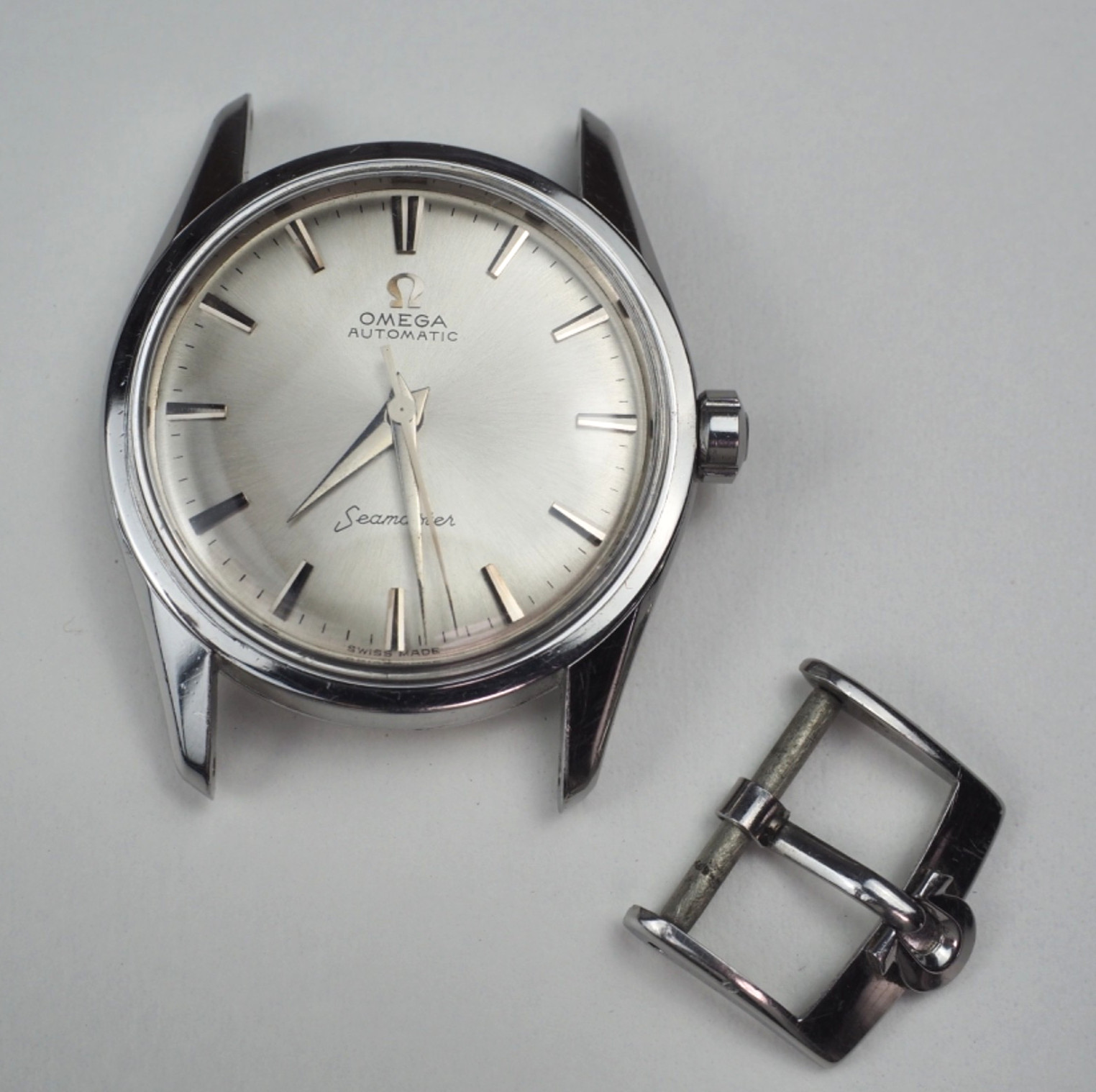 Rare Vintage Omega Seamaster Cal.501 Automatic Sunburst Dial 1950s Steel Watch