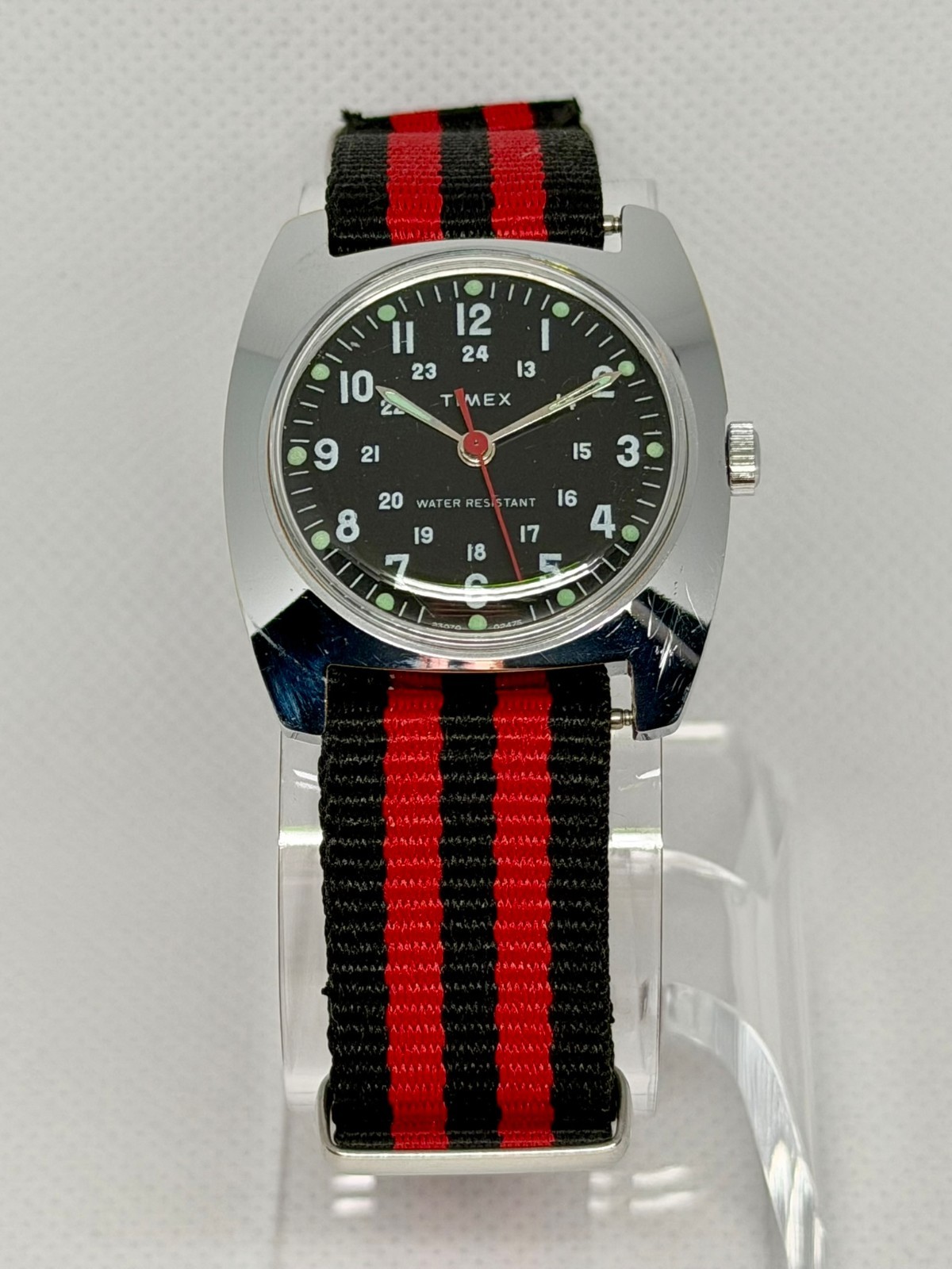 1975 Timex Sprite 23070 Military Style Manual Wind Watch Cleaned Running