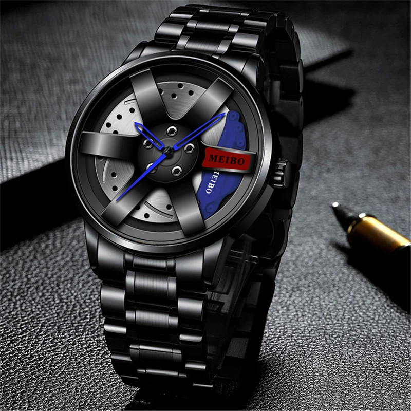 Men’s Stainless Steel Quartz Watch with Black Alloy Band – New Arrival