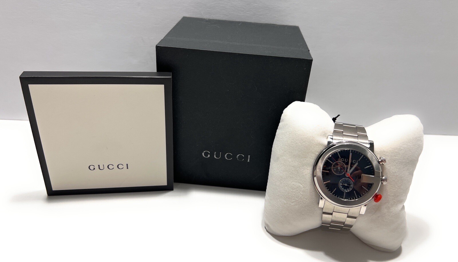 Gucci G Chrono Stainless Steel Black Dial Quartz Mens Watch YA101361, Display
