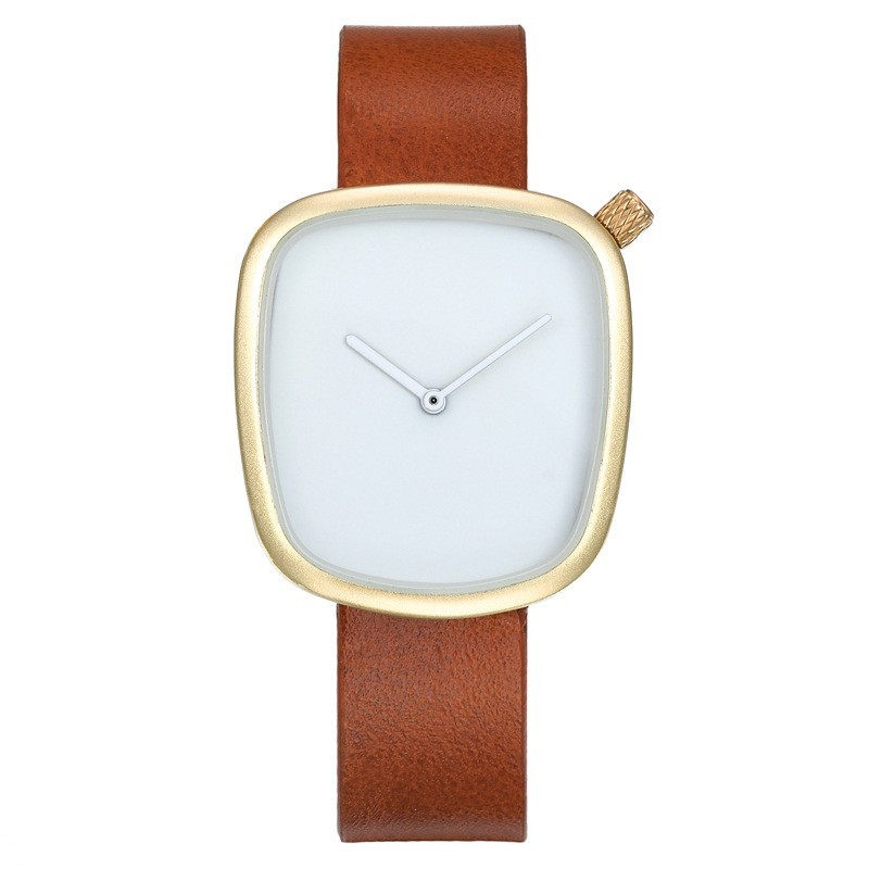 TOMI Minimalist Men’s Watch Ultra-Thin Square Dial Elegant Quartz Leather Strap