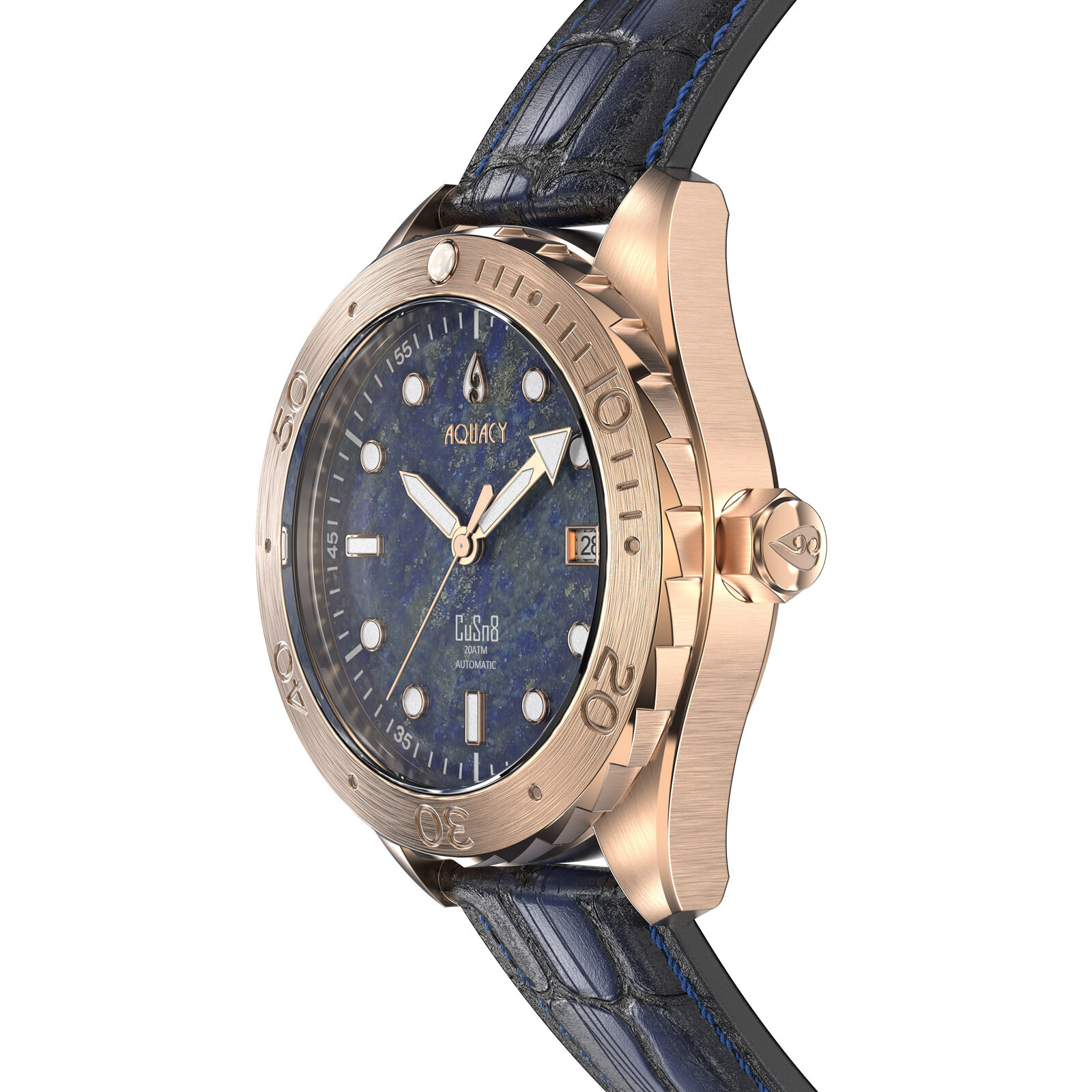 Aquacy Bronze CuSn8 Men’s Lapis Lazuli Stone Dial Watch Automatic 200M Miyota