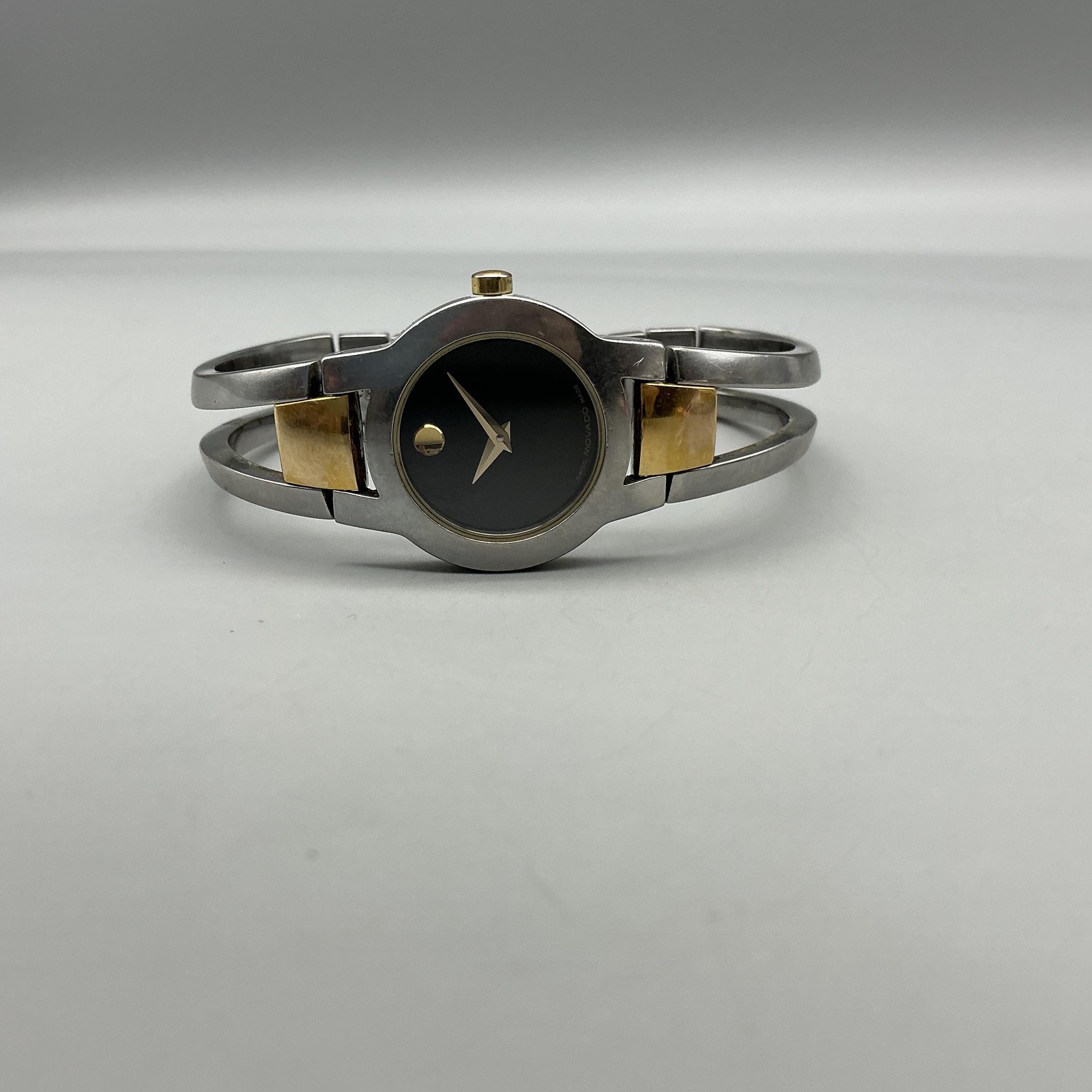 Movado Amorosa Womens Watch 24mm Black Dial Two Tone Swiss New Battery 6.5″