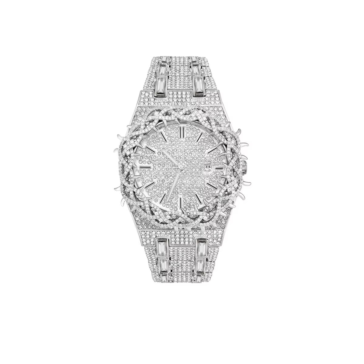 Fashion Diamond Watch Men Thorny Bezel Hip Hop Lced Qut Bling Jewelry Quartz Wri