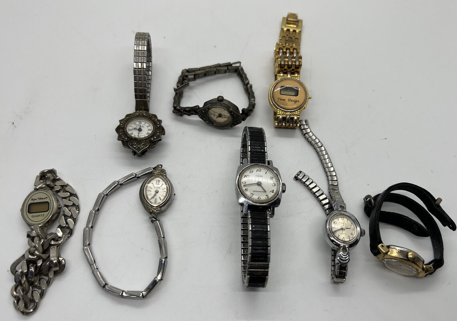 Lot Of 8 Watches Various Brands, Elgin, Timex, Becora, Etc. Untested