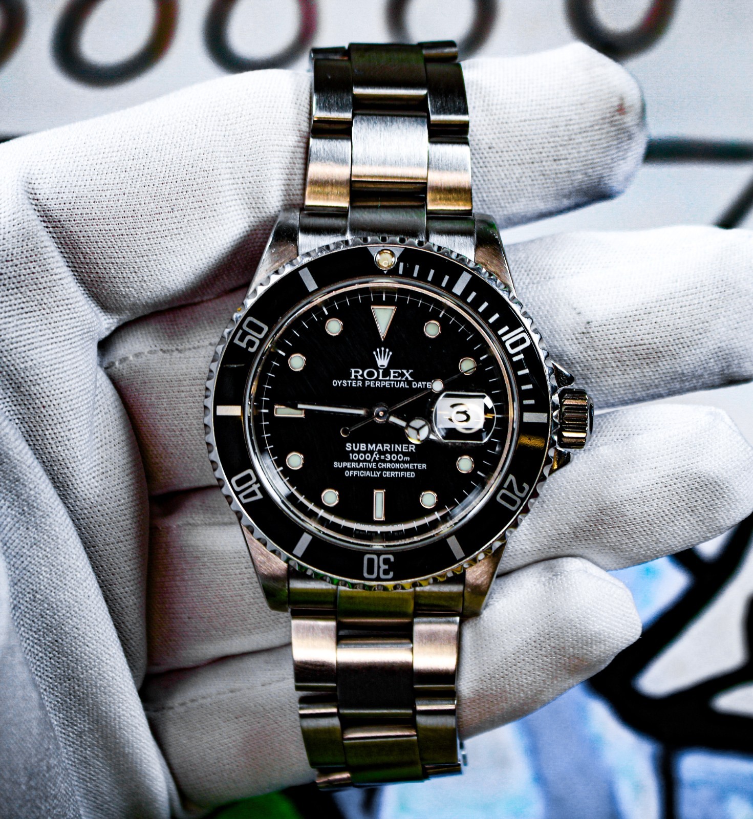 Rolex Submariner 16610 Stainless Oyster Bracelet with Black Bezel