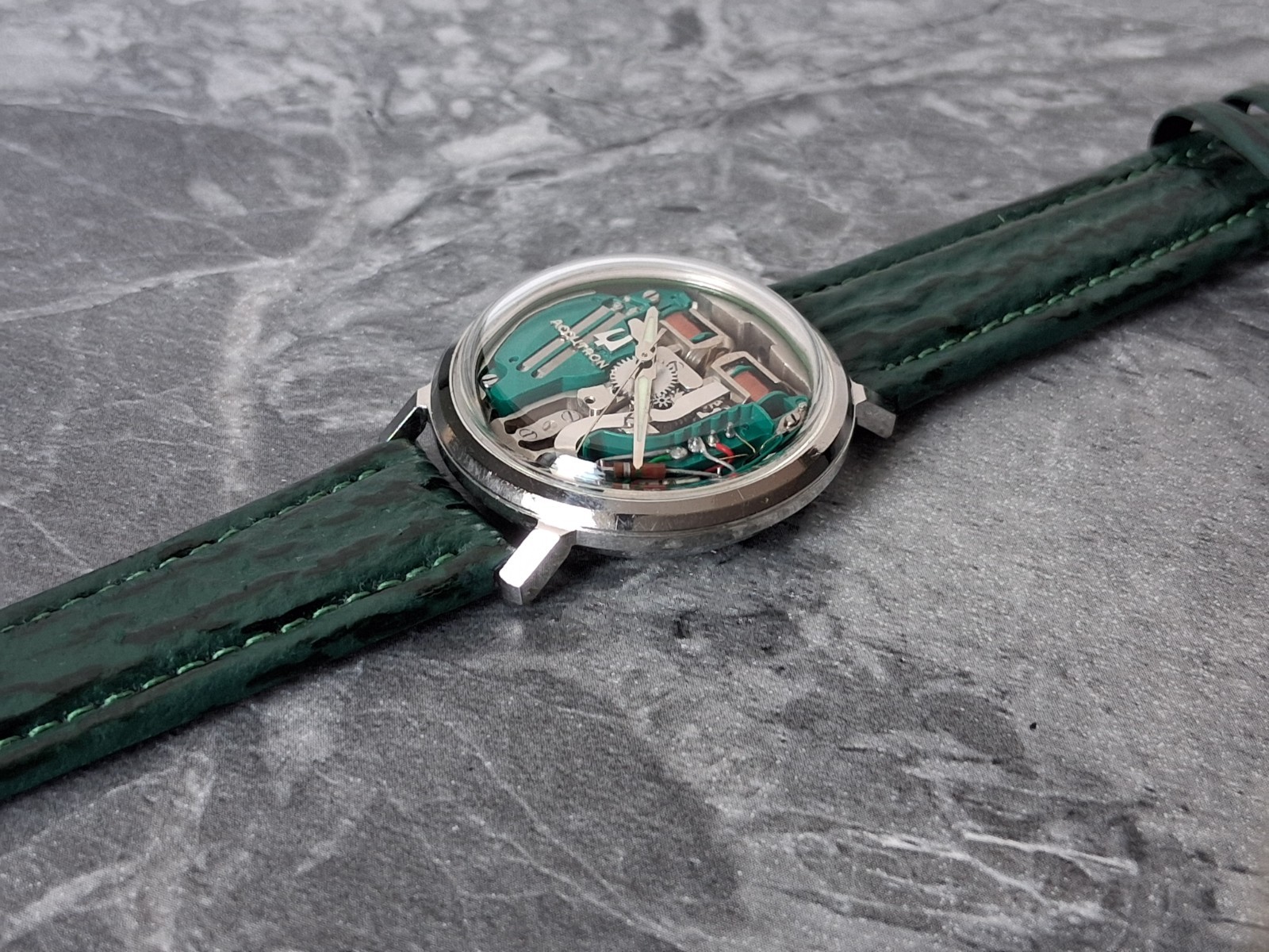 Serviced 1963 Bulova Accutron Spaceview Cal. 214 Tuning Fork Watch New Strap