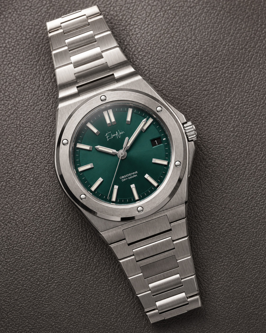 Élan Noir Obsidienne Automatic Men’s Watch 41mm Green Dial Steel NH35 Sapphire