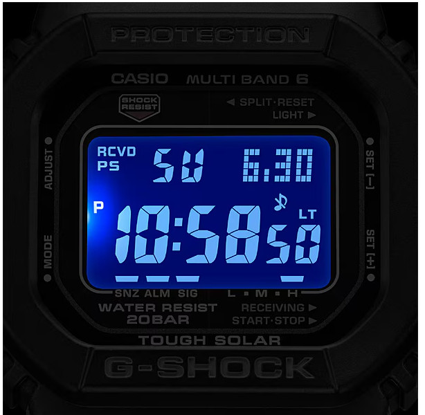 CASIO G-SHOCK GW-M5610 Series Multi-Band 6 Tough Solar, 20 Bar Water Resistant,