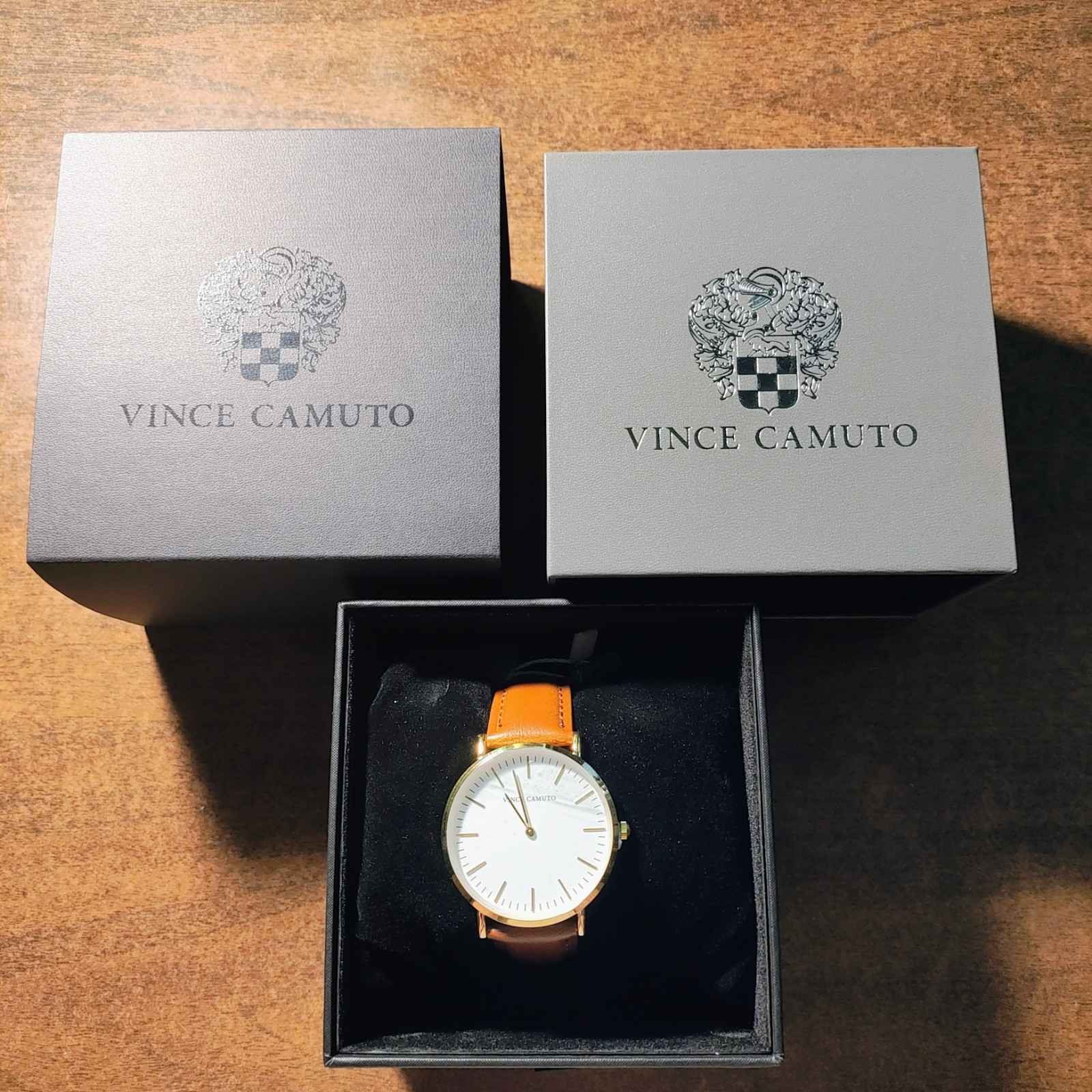 Vince Camuto Men’s Wristwatch VC2527-M Gold Brown Strap Band New in Box