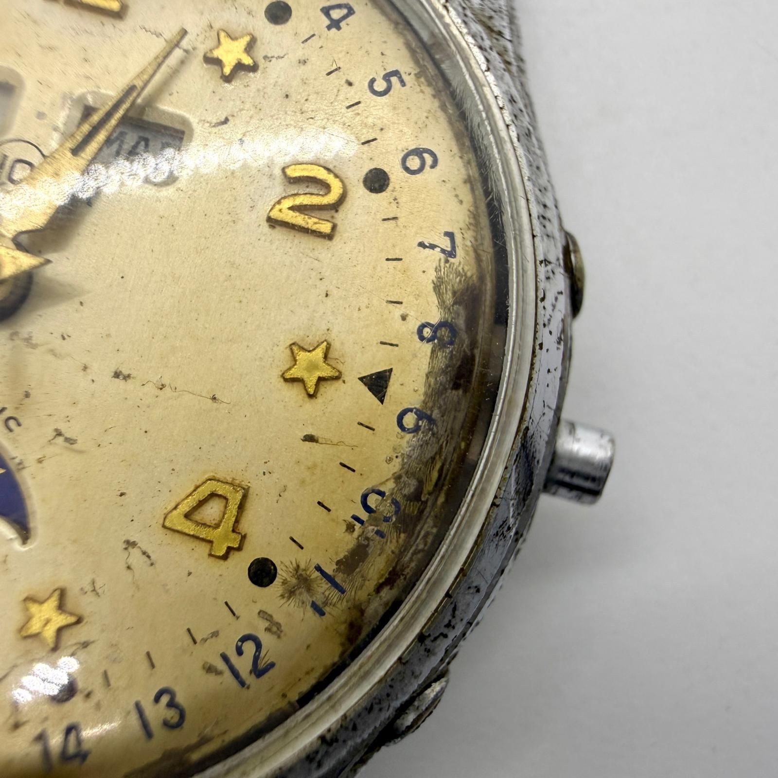[B1M] Enicar Triple Calendar Moon Phase Beige Dial Unisex Watch Used [g9n]