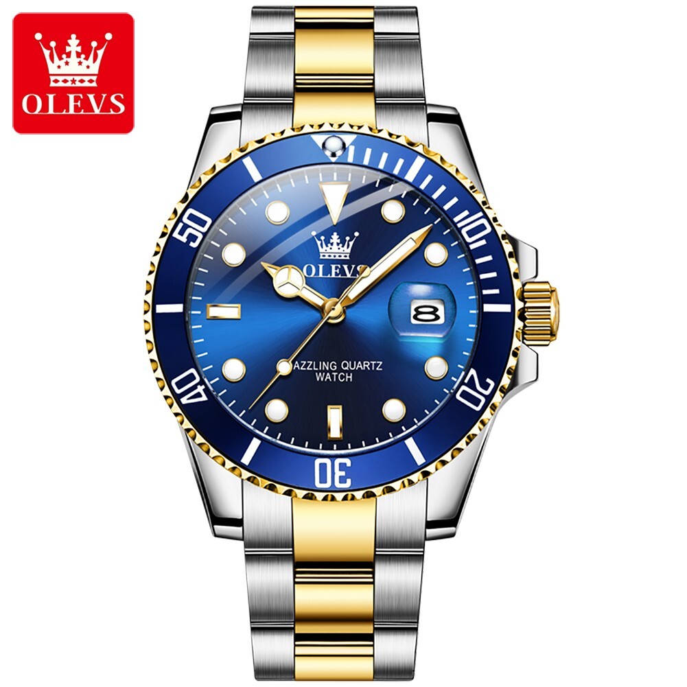 OLEVS Men’s Watch Quartz Movement, Stainless Steel, Luminous, Waterproof, Date