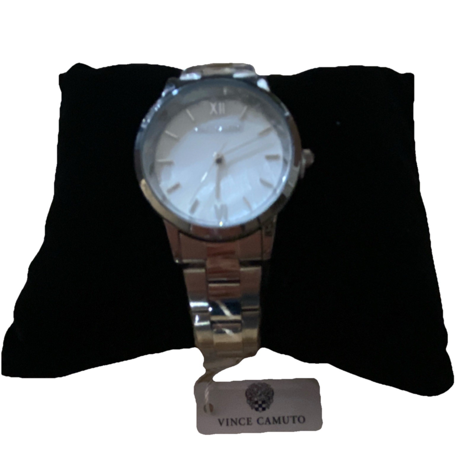 Vince Camuto Silver Metal Analog Dress Watch White Dial Roman Numerals (Ayla)