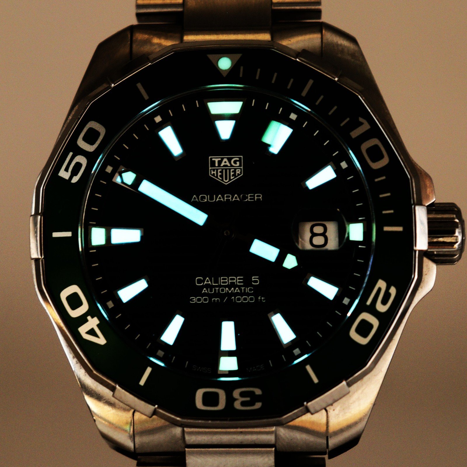 Tag Heuer Aquaracer green ‘Hulk’ automatic Cal 5 watch full set 1 year warranty