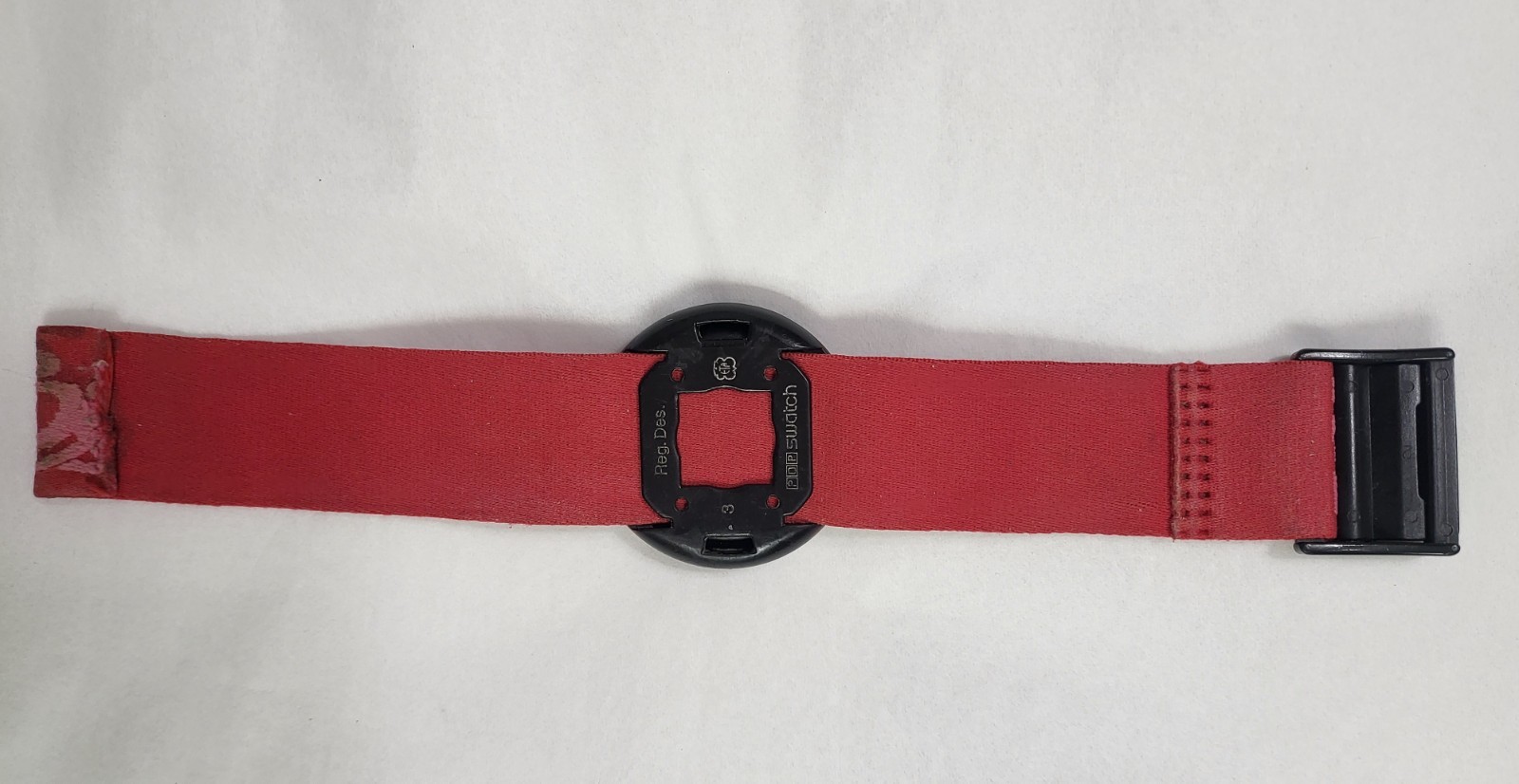 1990 Swatch Pop Shangri Watch Red Pink Velvet Polka Dots One Piece Strap