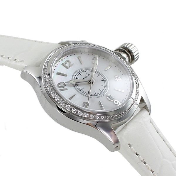 [B1Y] Hamilton Khaki Navy Sea Queen Diamond White Leather Womens Watch [t7p]