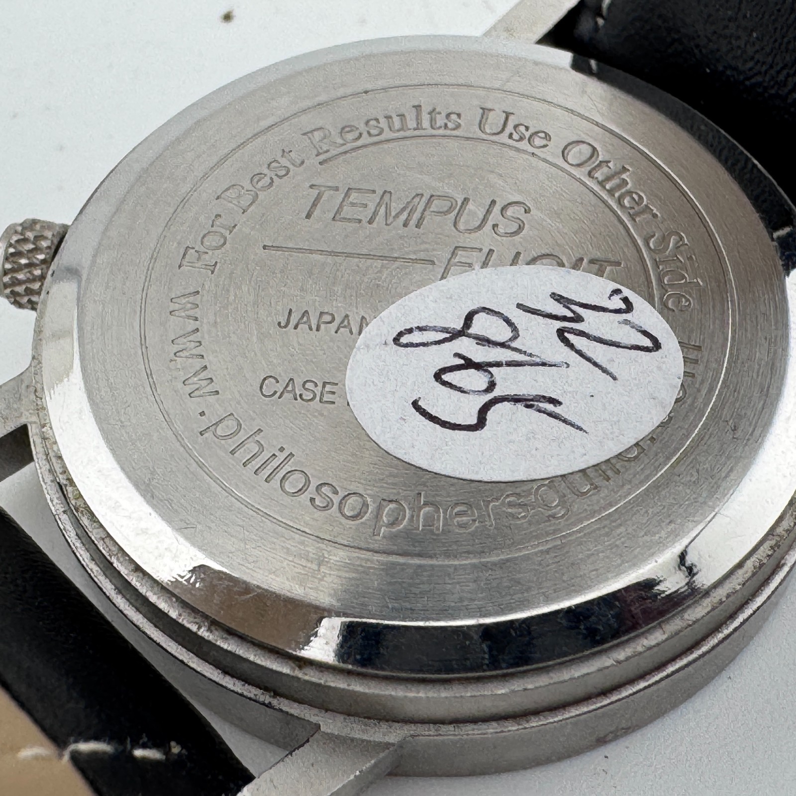 VTG Tempus Fugit Quartz Watch Unisex Silver Lens Dial Leather Analog New Battery