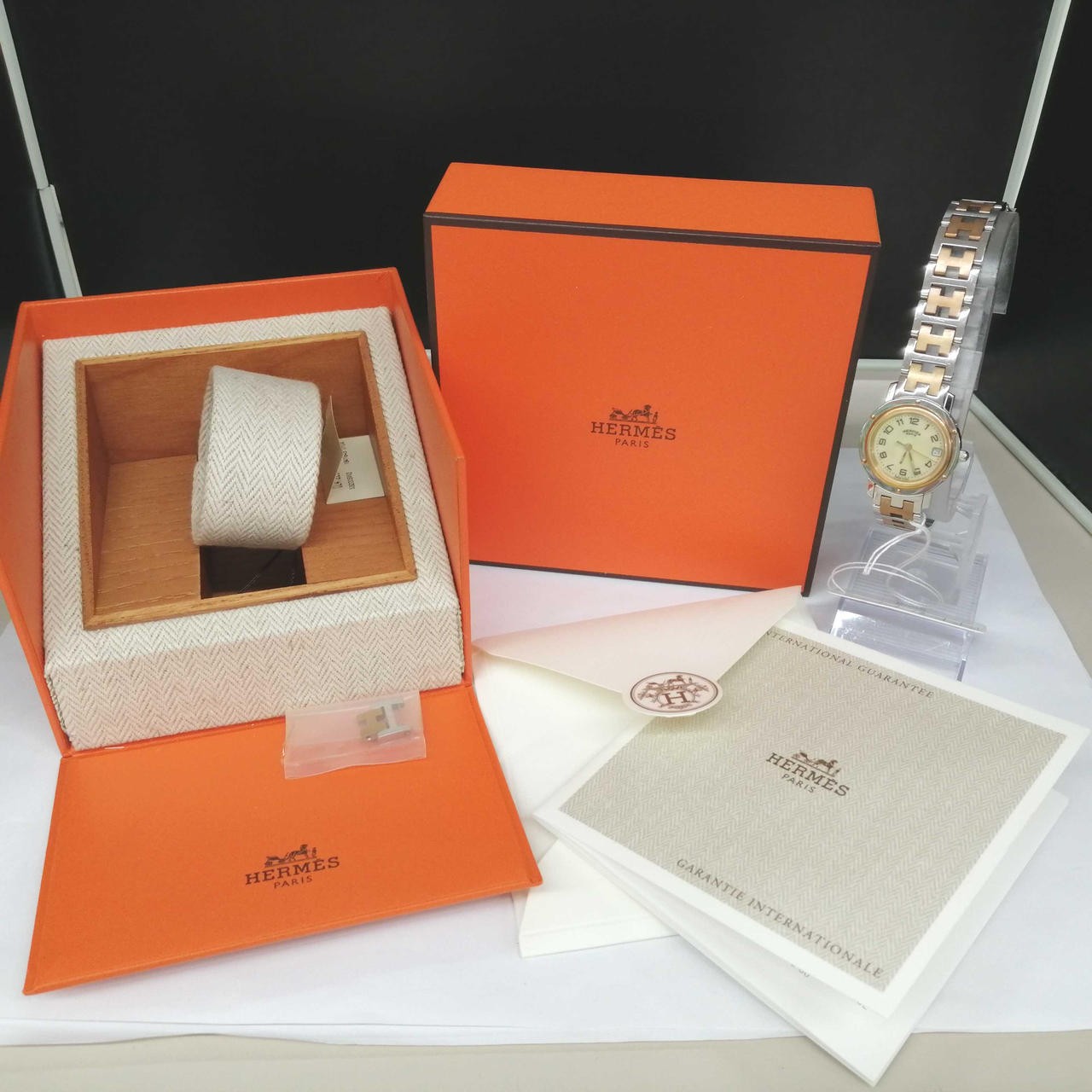 [B1N] Hermes Clipper CL4.220 Two Tone Gold Plated Quartz Ladies Watch [z7w]