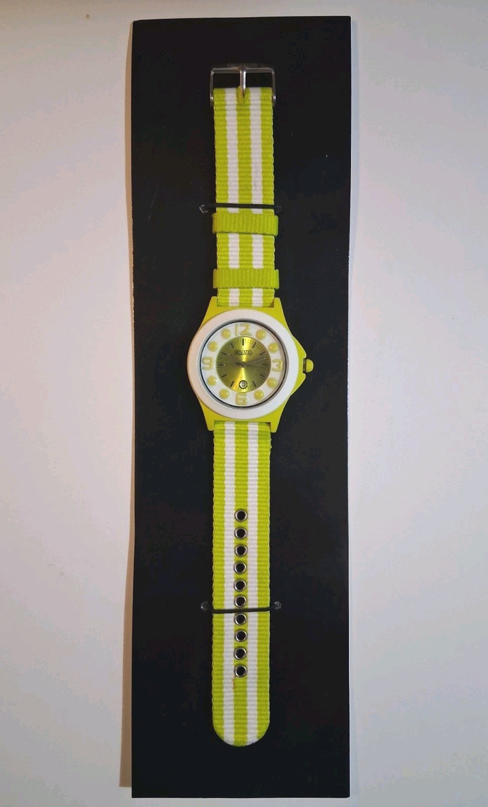 Crayo-Carnival Woman’s Watch- Lime Green/White, Nylon Band. Brand New