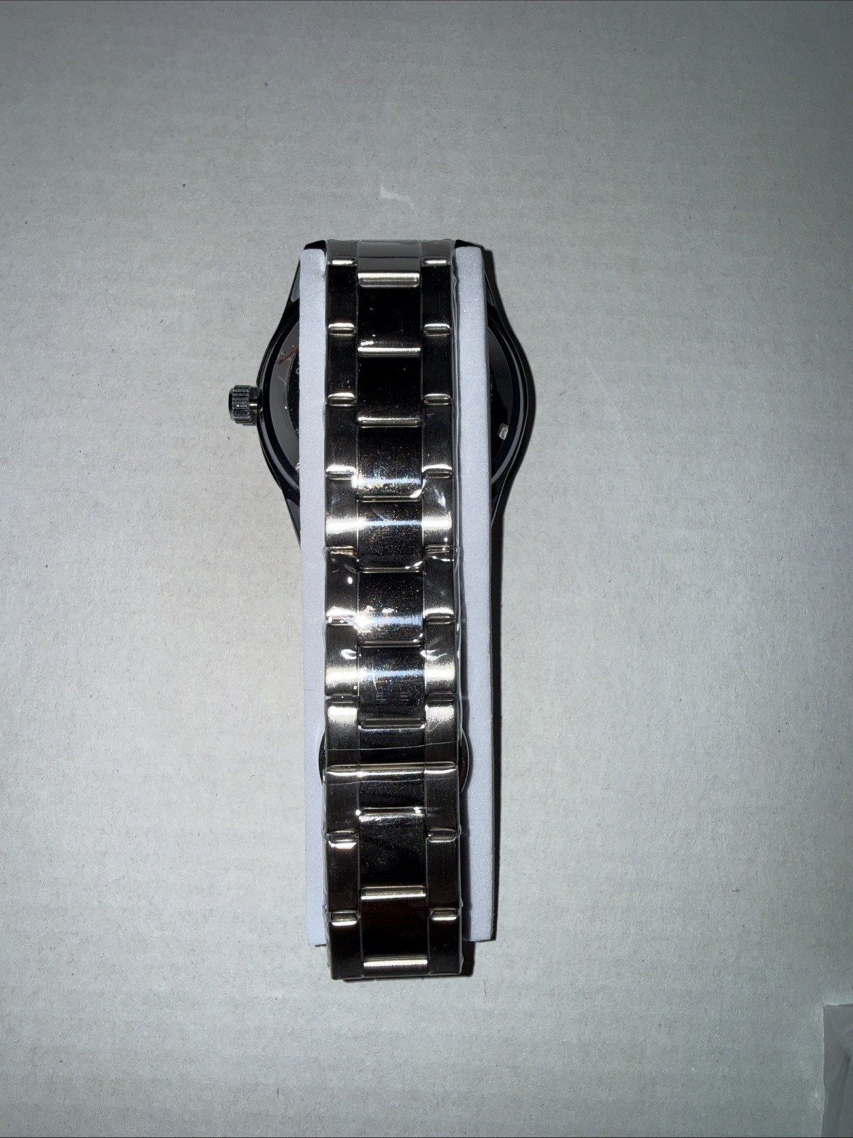 Premium Steel strip circular watch, Steel Strap, 42mm case. Red Face