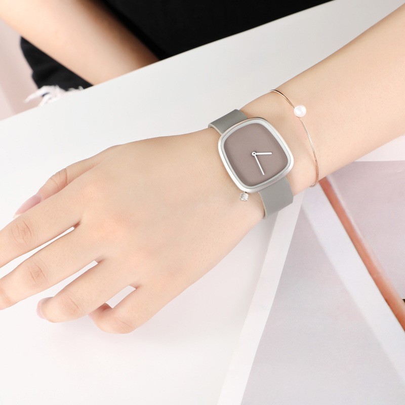 TOMI Minimalist Men’s Watch Ultra-Thin Square Dial Elegant Quartz Leather Strap