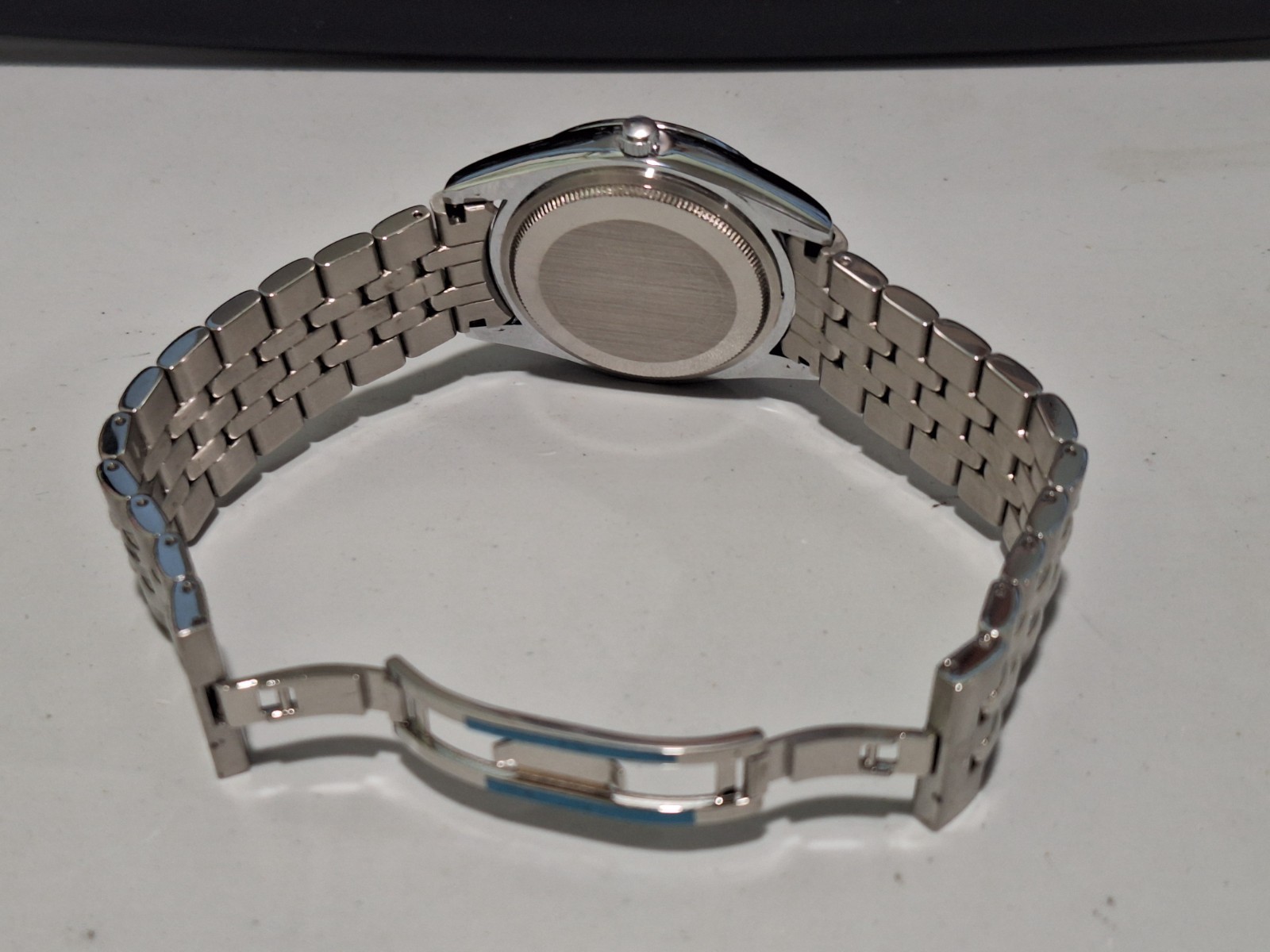 Chronos 40mm Blue Roman Number Dial Quick set Date Quartz CLEAN US Seller