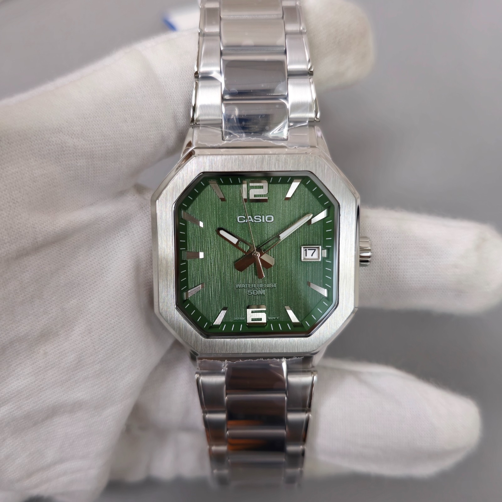 CASIO MTP‑B195 Series MTP-B195D-3A Green Dial Analog 38 mm Men’s Watch