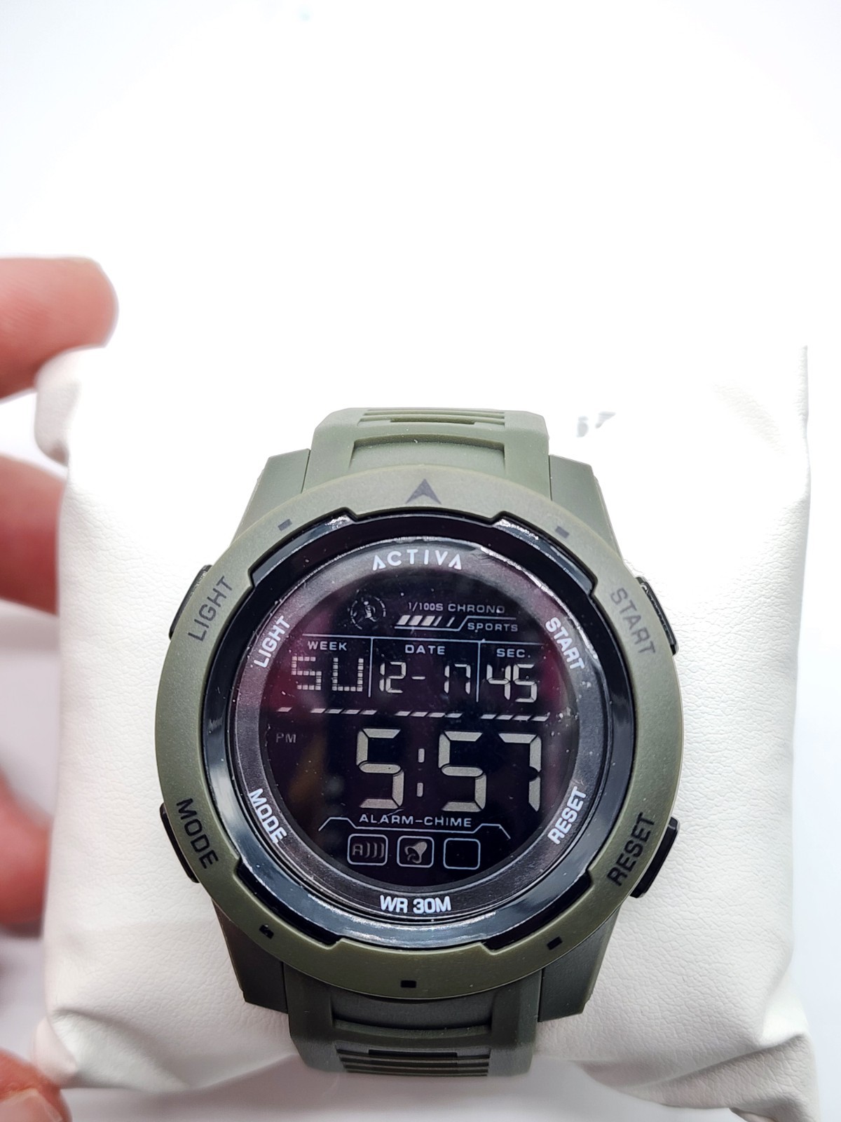 NIB Activa Digital Watch Army Green- Blue Backlit- Working – 30M Water Resistant