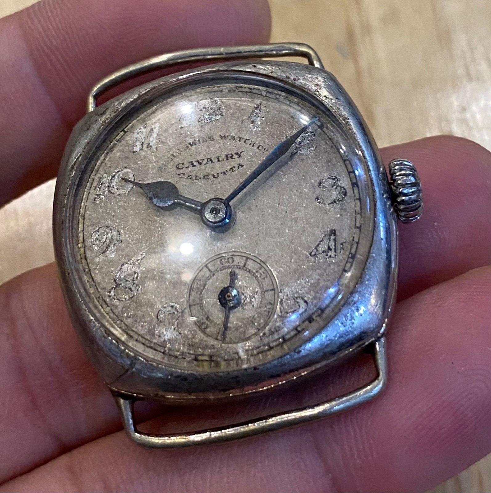 vintage early PAF Issued Anglo Swiss Watch Cushion Army Pakistan India PLS READ