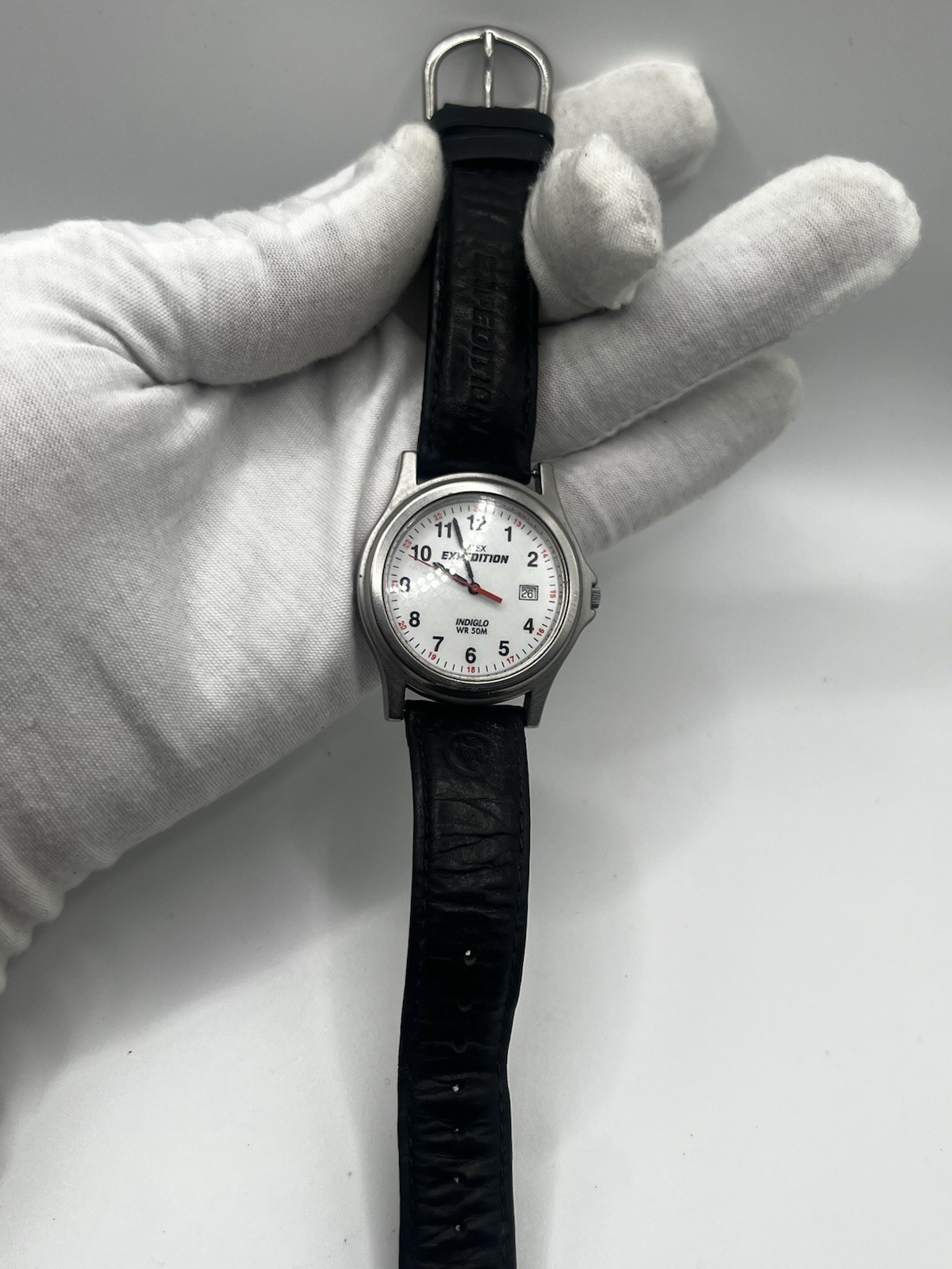 Vintage Timex Expedition Indiglo Field Watch (Tested) Original Leather Strap