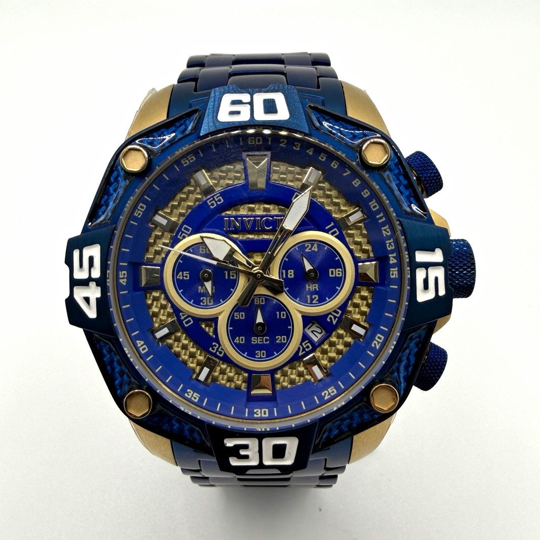 Invicta Pro Diver Trinite Blue/Gold Dial Chronograph 100m Blue Bracelet