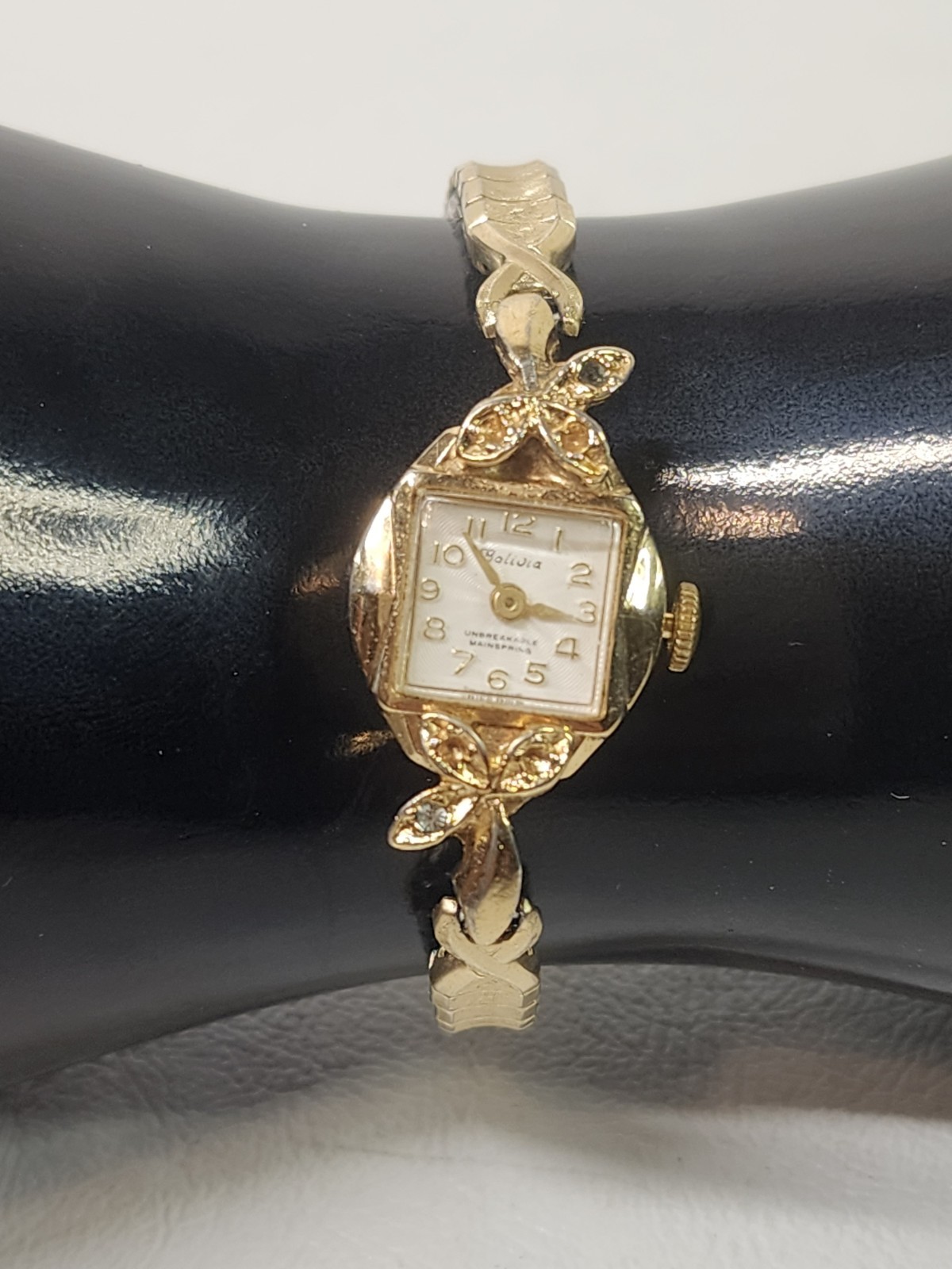 Vtg LADIES BOLIVIA Wrist Wind Up Watch Stretch Band Lifetime Mainspring Speidel